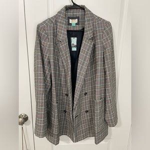 NWT Anthropologie Plus x Maeve Women's US 18W  Double Breasted Plaid Blazer